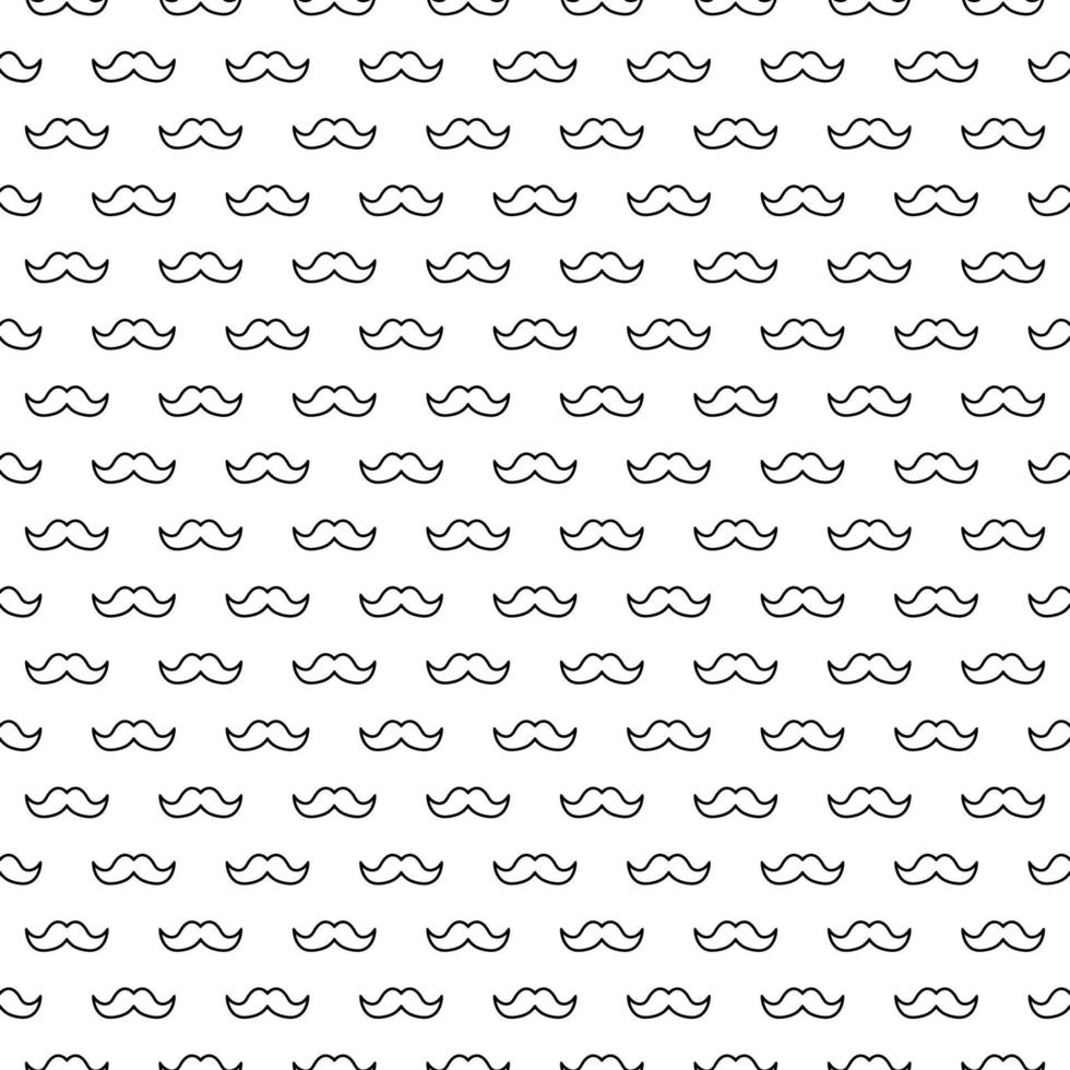 Seamless vector pattern of gentleman mustache, black curly vintage retro gentleman mustaches isolated on white background. Best used for hipster websites, desktop wallpaper, web design