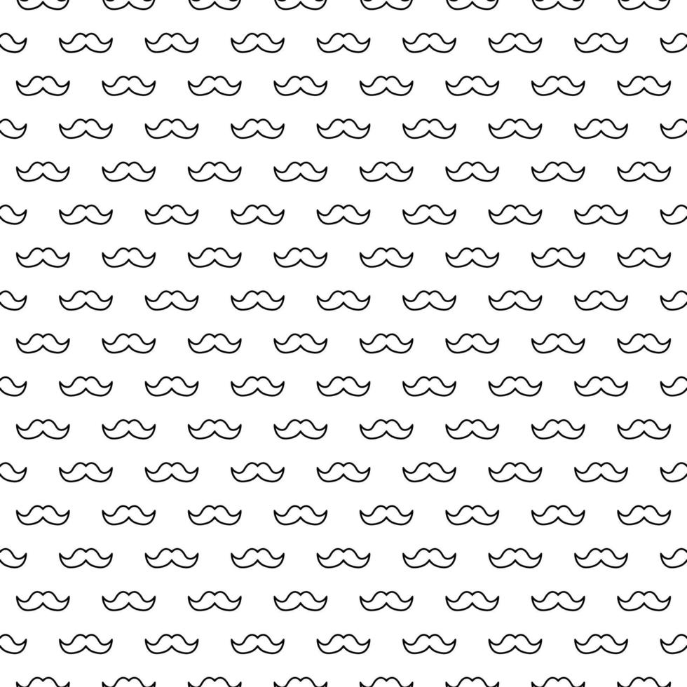 Seamless vector pattern of gentleman mustache, black curly vintage retro gentleman mustaches isolated on white background. Best used for hipster websites, desktop wallpaper, web design