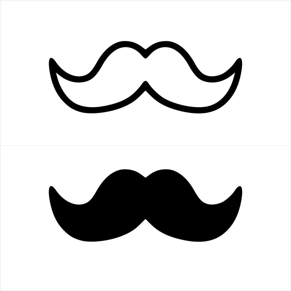 Black and white set mustaches isolated on white background. Silhouette black vintage mustache isolated on white background. Symbol of Fathers day, sign for Barber Shop. Retro curly hipster moustaches. vector