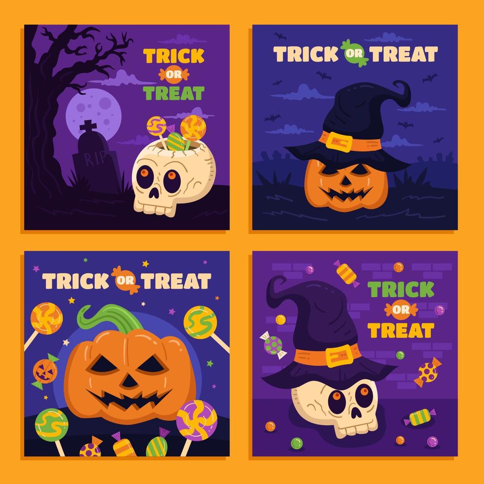 Halloween Trick or Treat Social Media Post Template vector