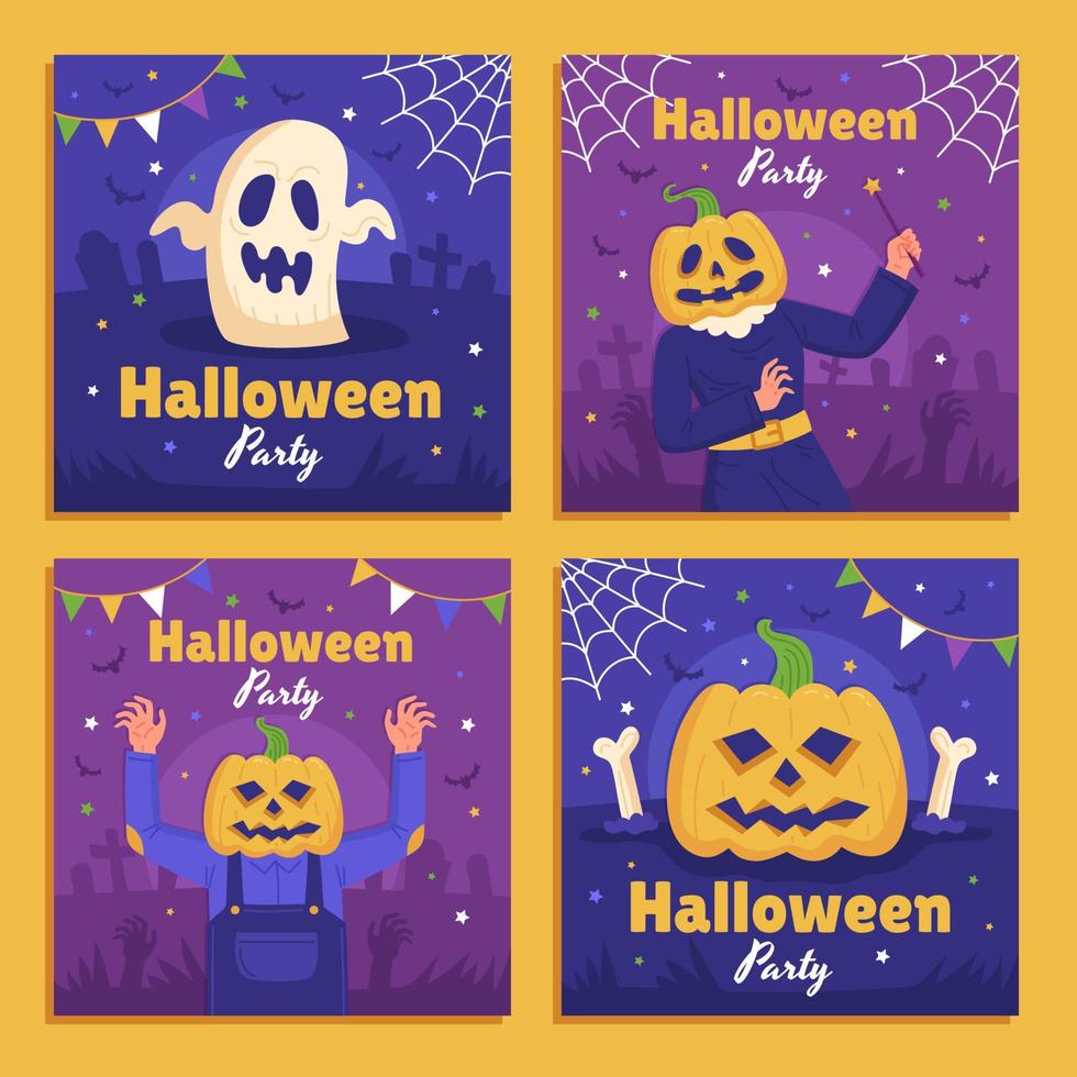 Halloween Festivity Adult Party Social Media Post vector