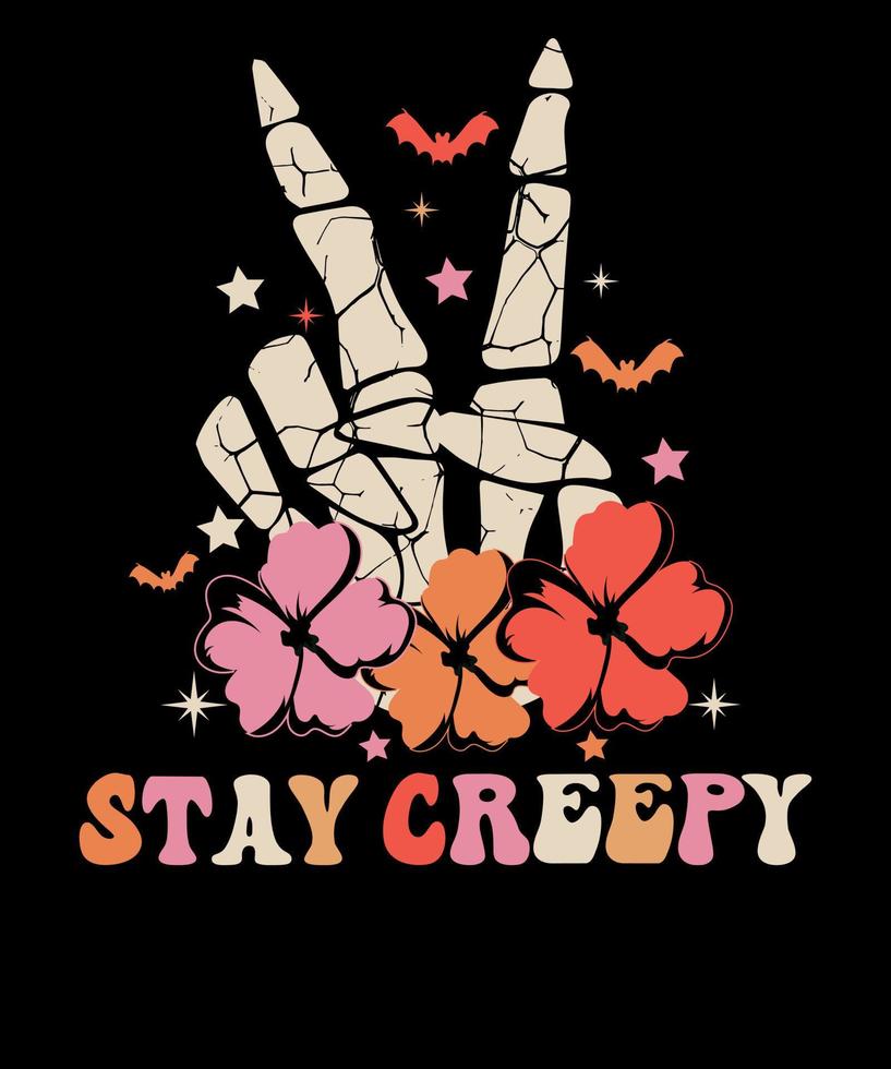 Stay Creepy Funny Trick or Treat Halloween Spooky Season Cute Halloween T Shirt Design vector