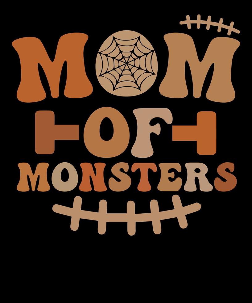 Mom of Monsters shirt Funny Retro Mom Halloween Stitches Halloween Scary Monster vectors T shirt