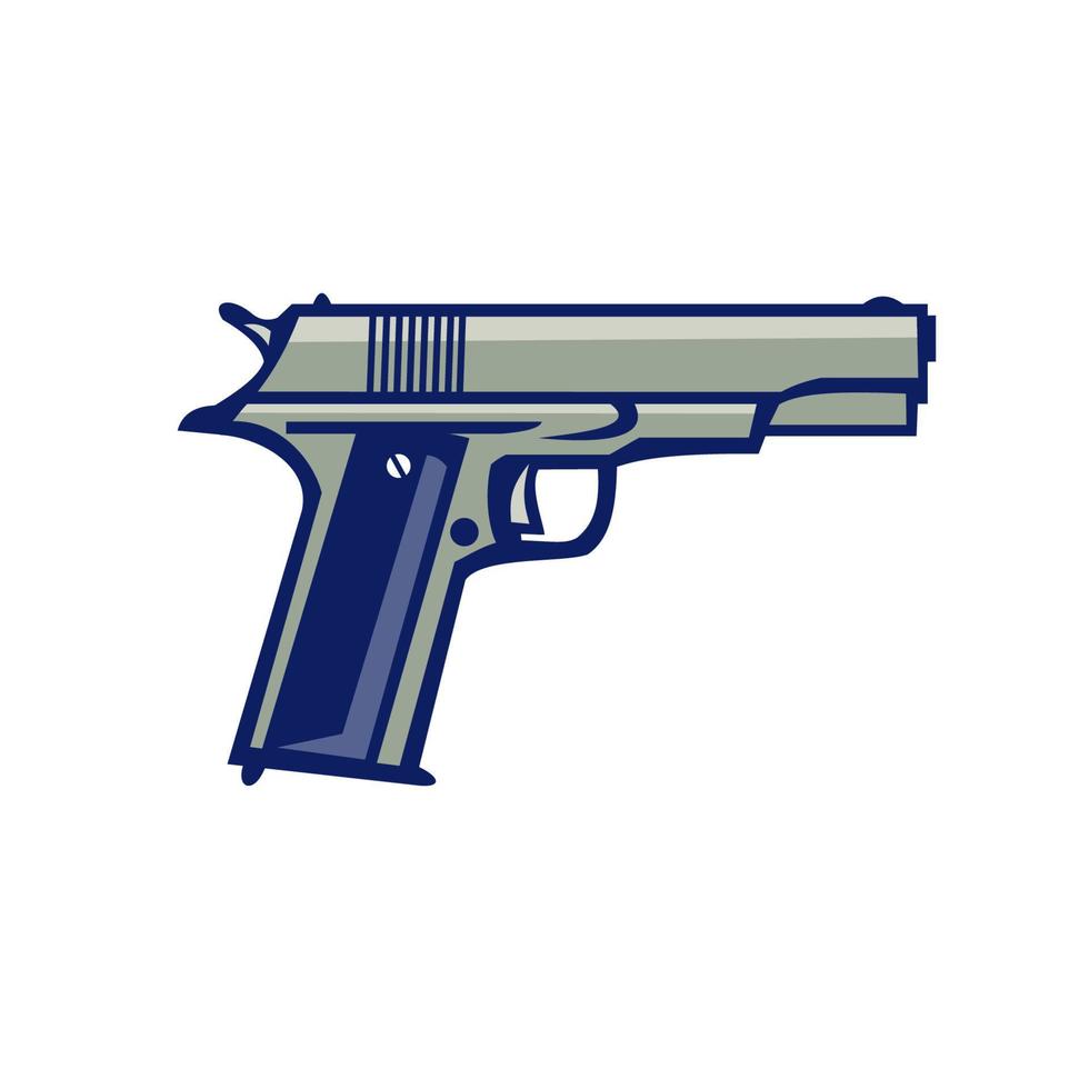 1911 Semi-Automatic Pistol Side Retro vector