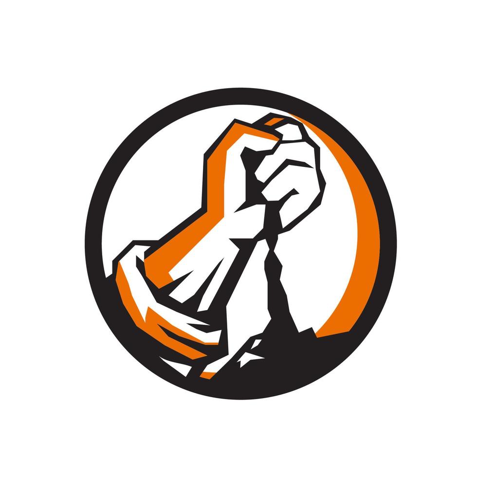 Clenched Fist Pouring Dirt Circle Retro vector