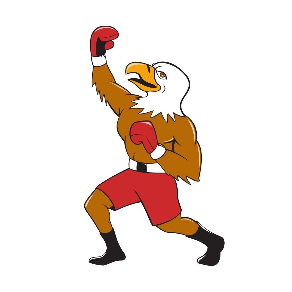 Bald Eagle Boxer Pumping Fist Cartoon vector