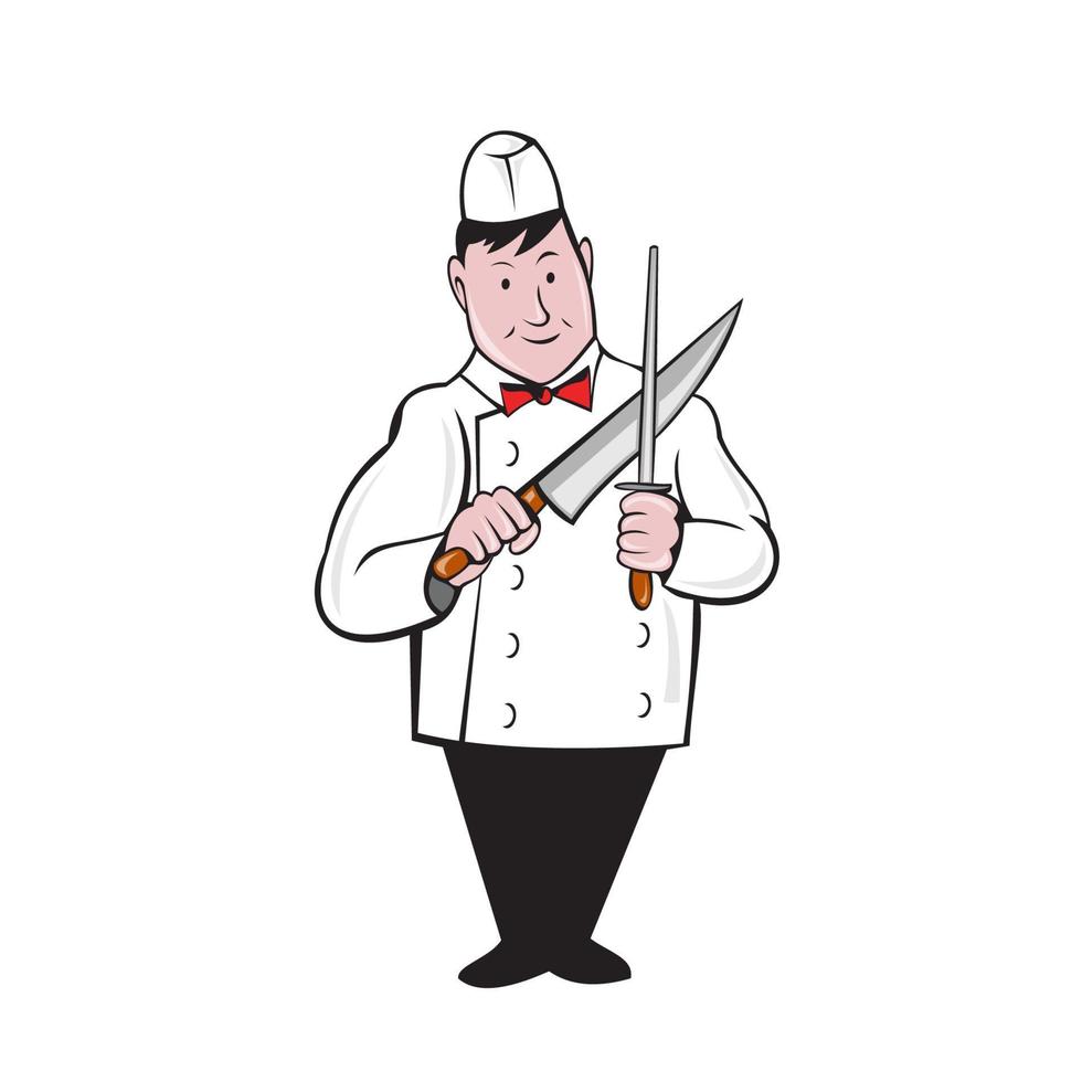 Butcher Sharpening Knife Cartoon vector