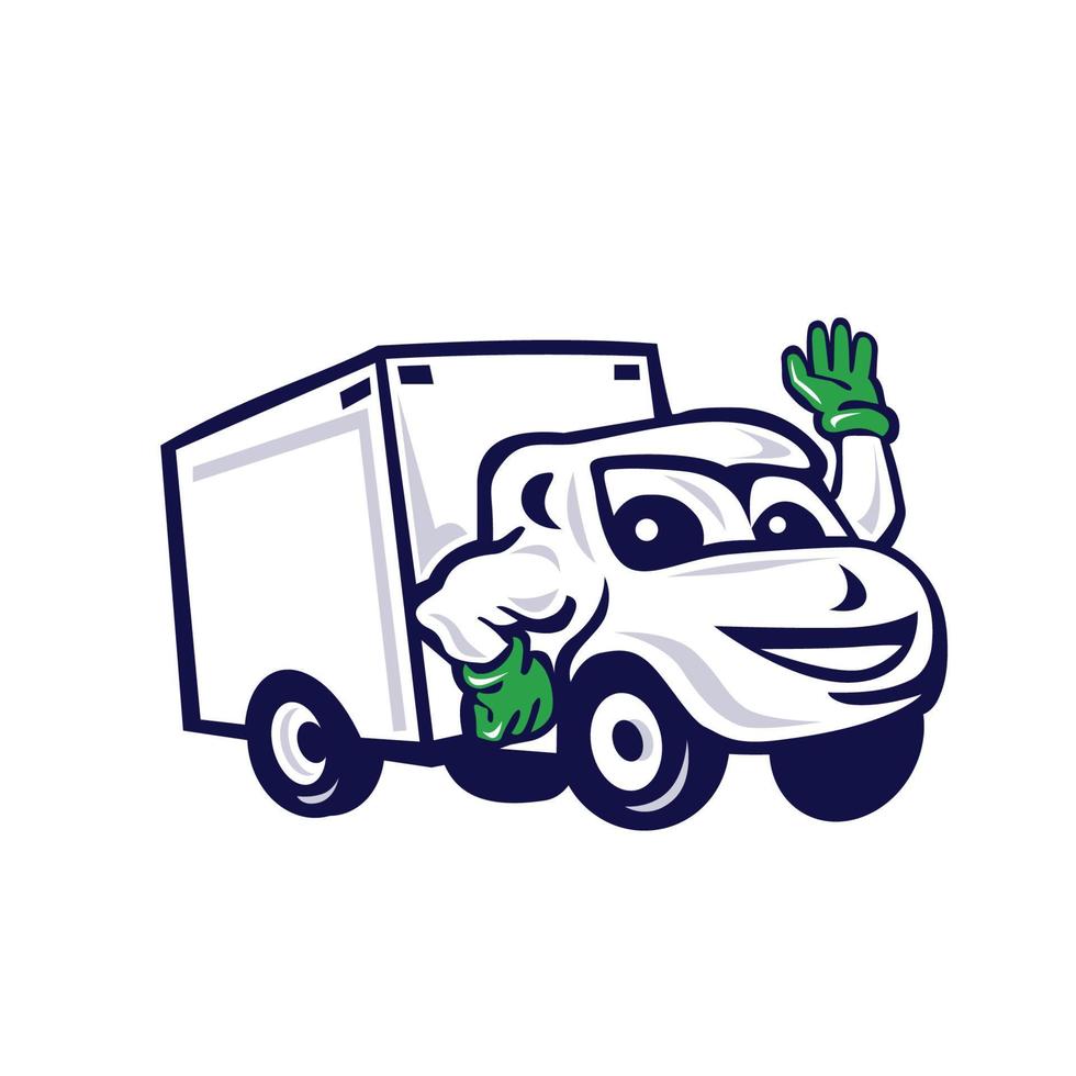 Delivery Van Waving Cartoon vector