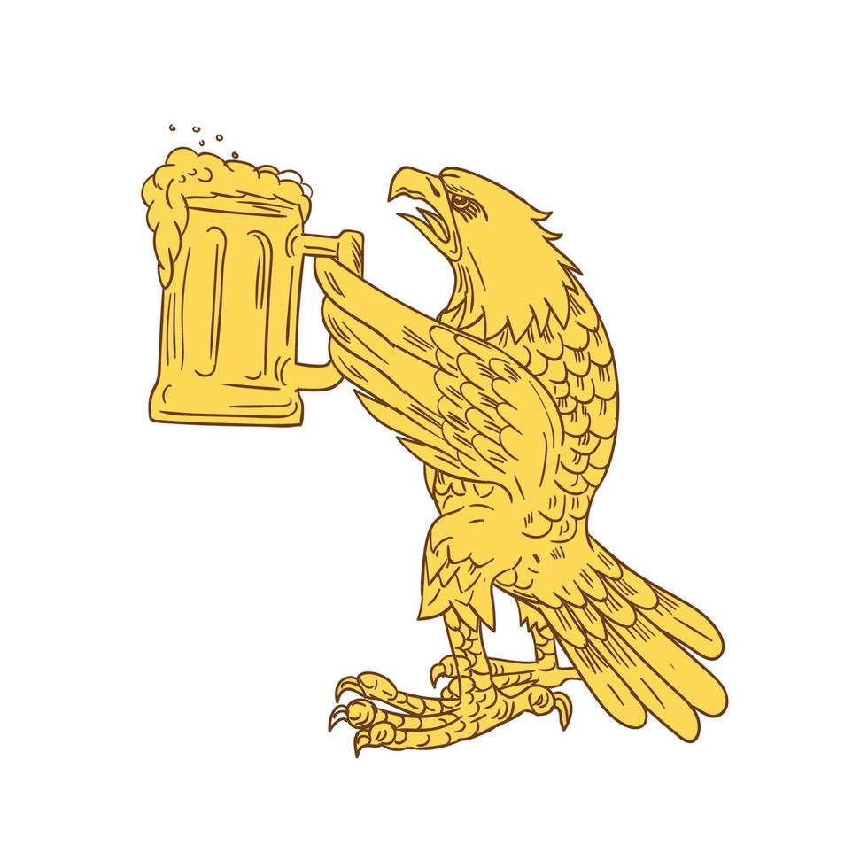 American Bald Eagle Beer Stein Drawing vector