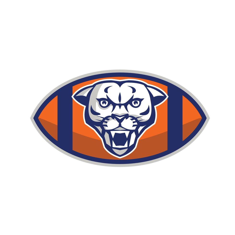 Cougar Mountain Lion Football Ball Retro vector