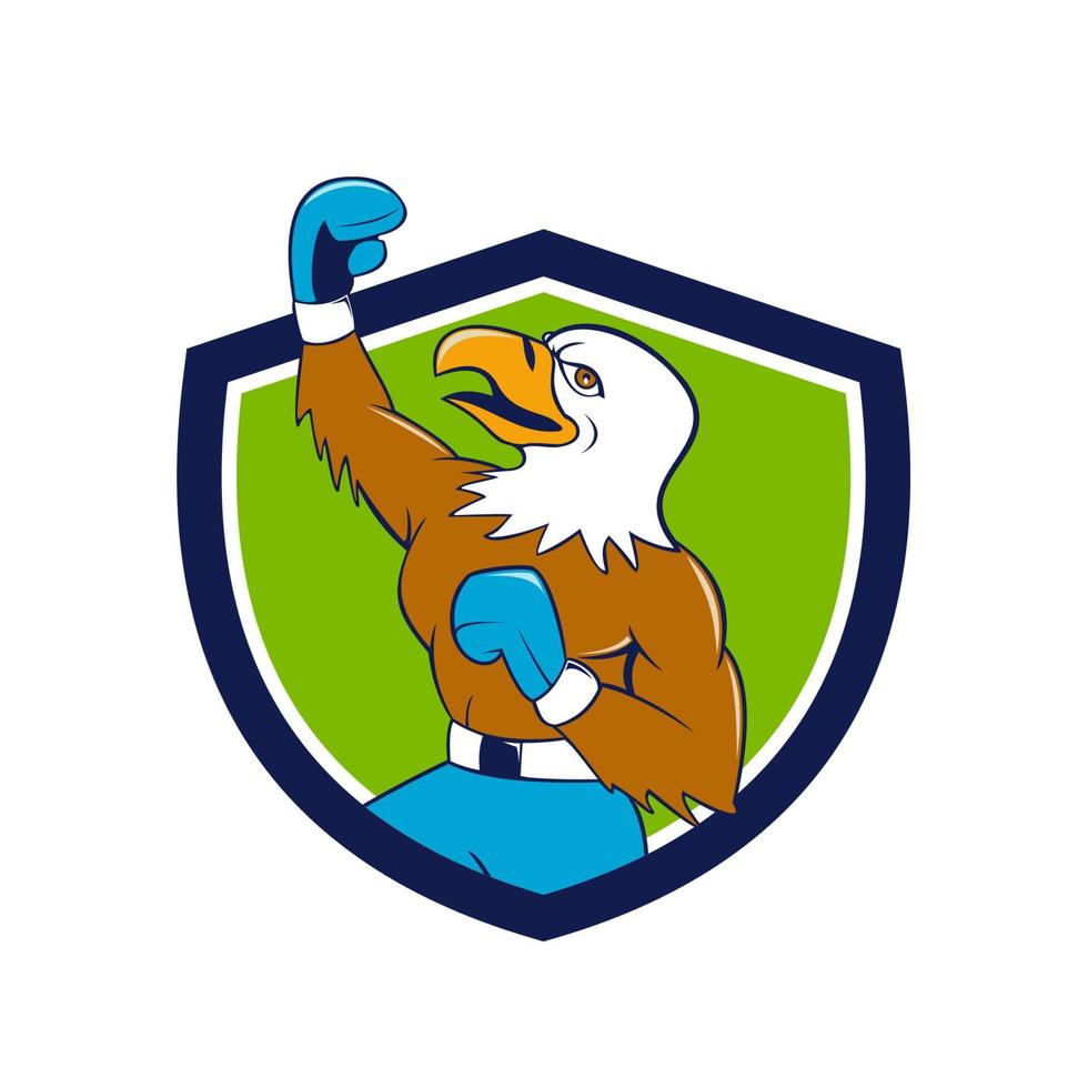 Bald Eagle Boxer Pumping Fist Crest Cartoon vector