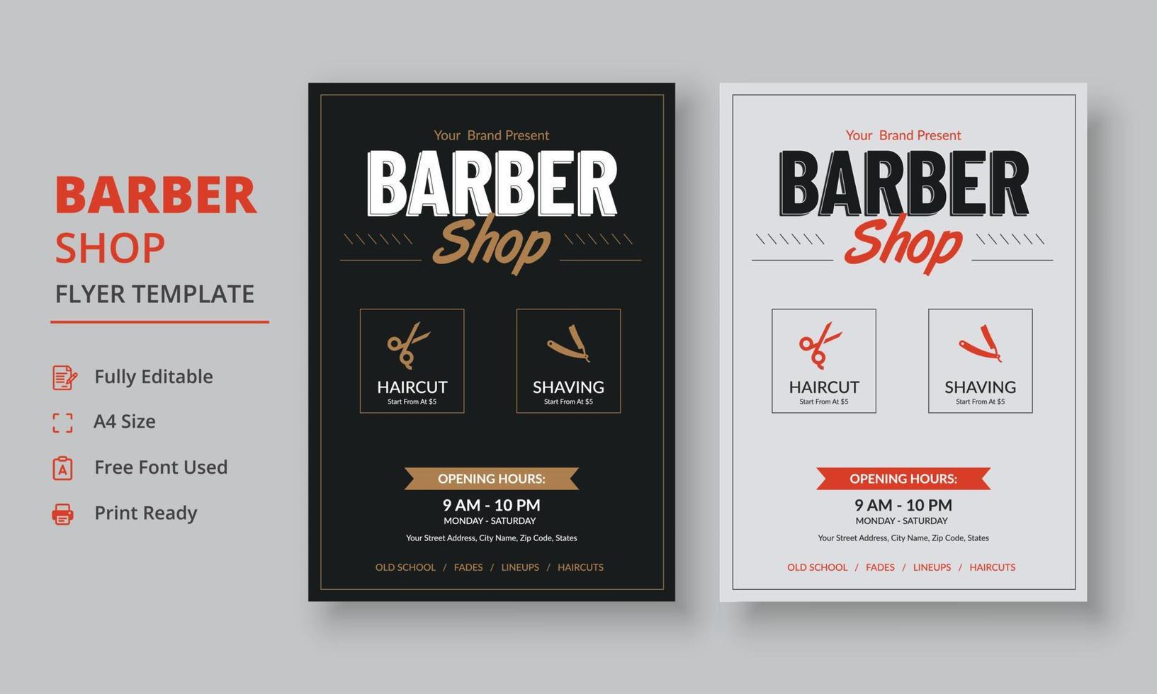 Barber Shop Flyer Template, Salon Flyer Template, Beauty Salon Flyer and poster leaflet template design vector