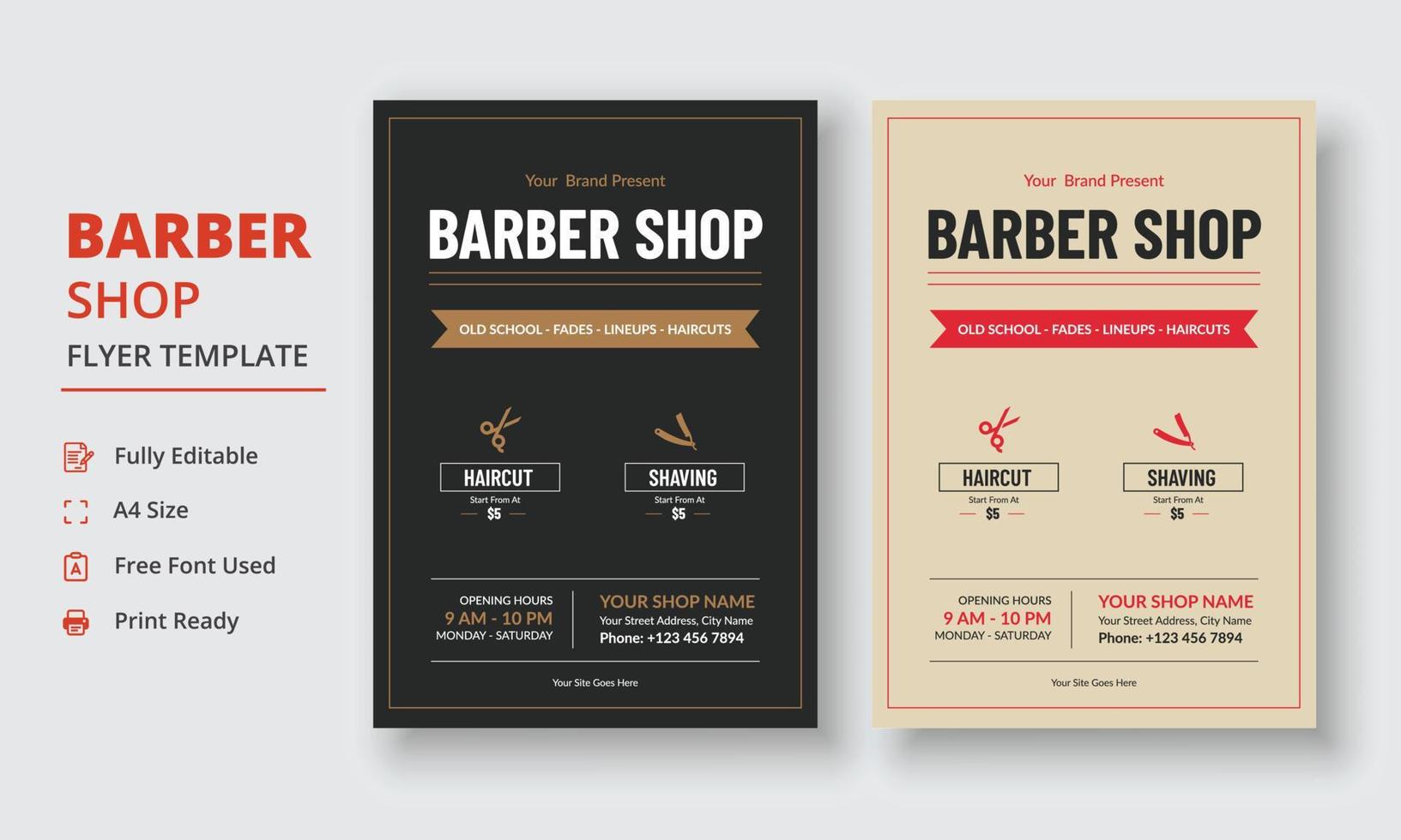 Barber Shop Flyer Template, Salon Flyer Template, Beauty Salon Flyer and poster leaflet template design vector