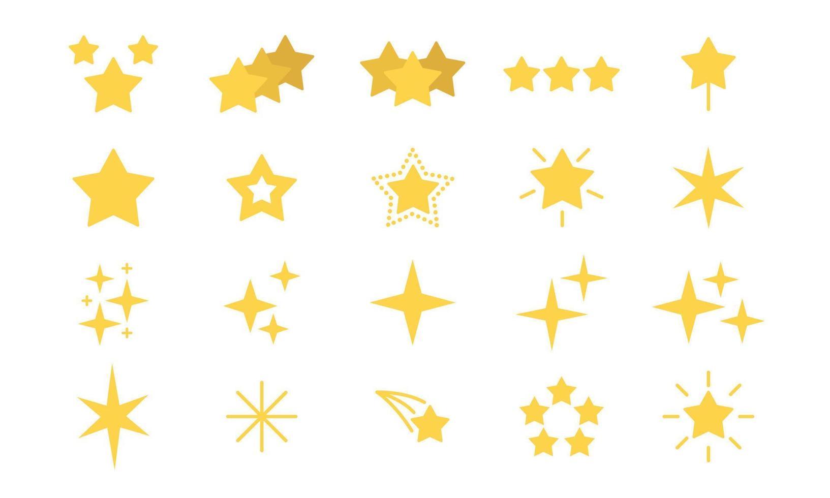 Golden stars set. Rating or ranging sign. Vector illustration