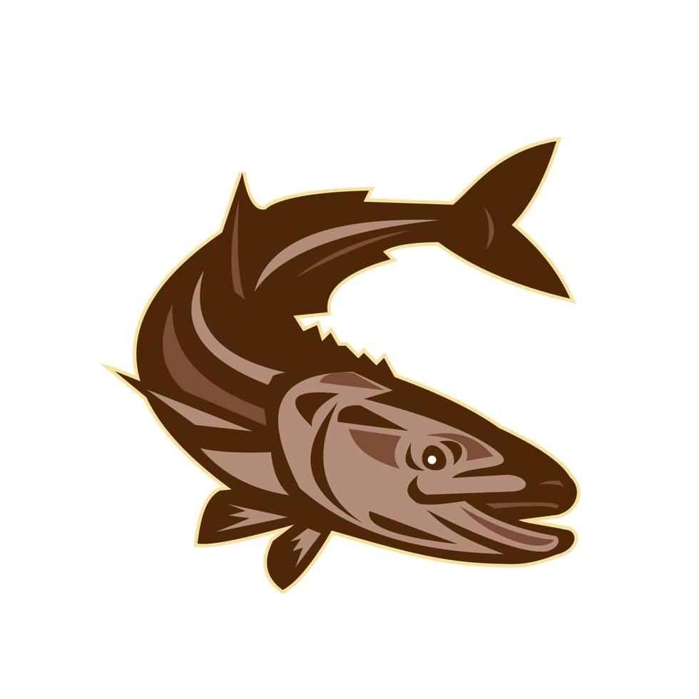 Cobia Fish Diving Down Retro vector