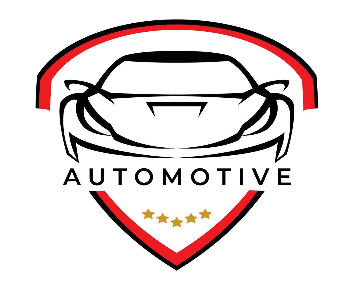 sports car emblem logo with shield stripes vector