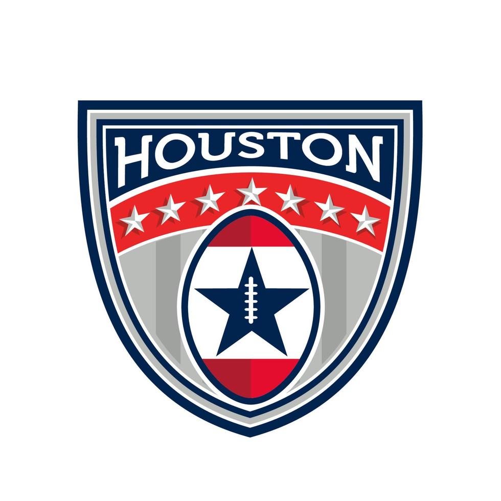 fútbol americano houston estrellas rayas cresta retro vector