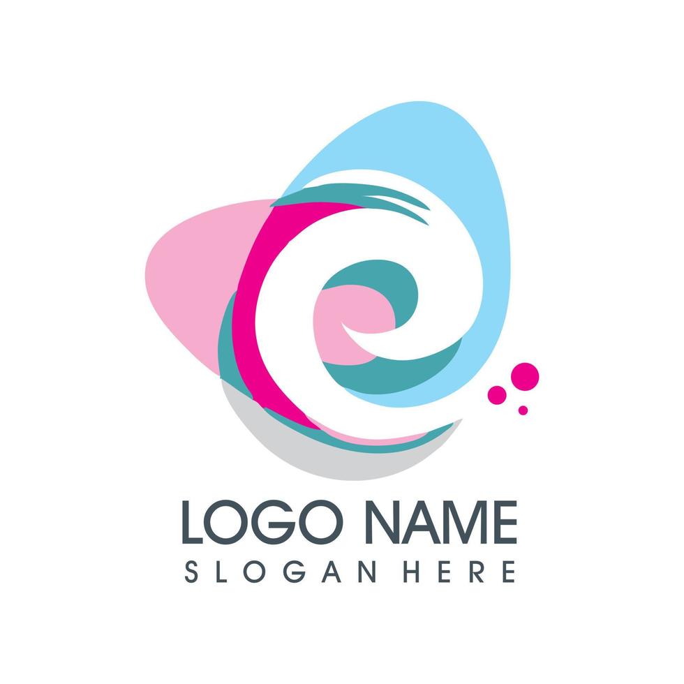 E abstract logo with swirl vector