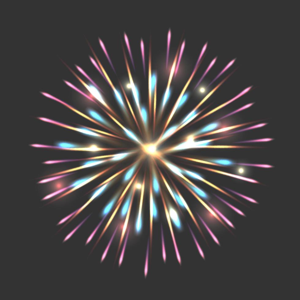 Festive firework on dark background, vector illustration