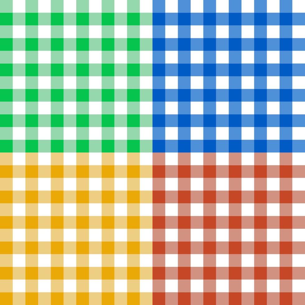 multicolored plaid fabric pattern vector collection in different colors