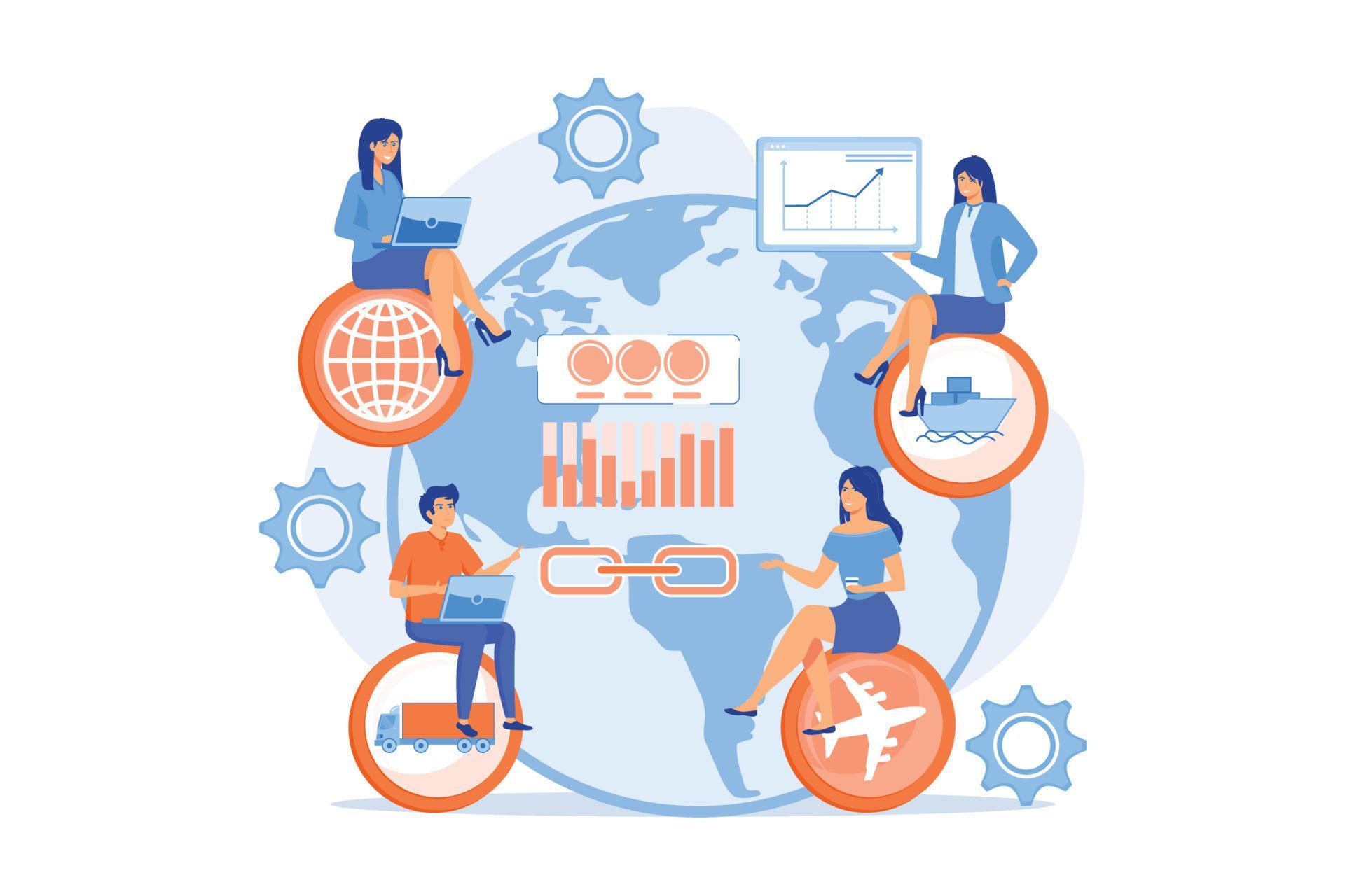 Global distribution, international cargo freight company. Supply chain