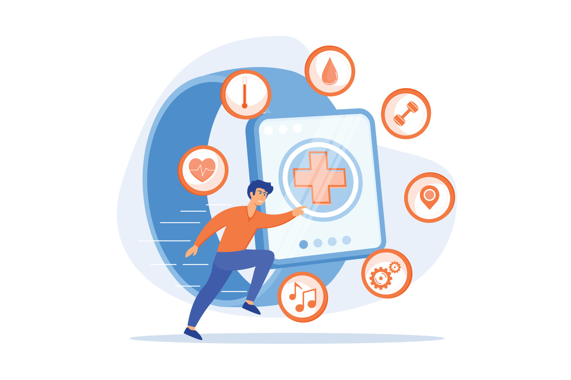 Runner uses smartwatch sport and health apps. Fitness tracker, activity band, health monitor and wrist-worn device concept on white background. flat vector modern illustration 11427300 Vector Art at Vecteezy
