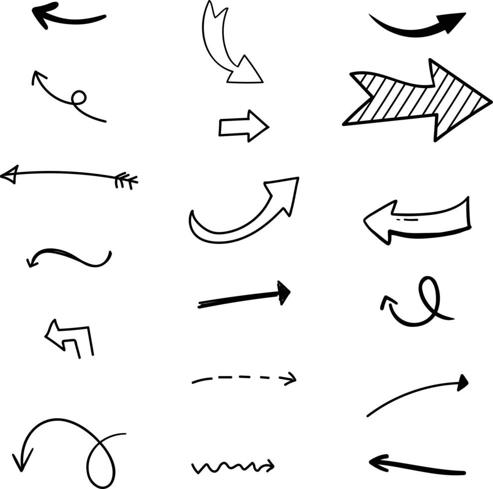 Hand drawn black arrows on white background 11427319 Vector Art at Vecteezy