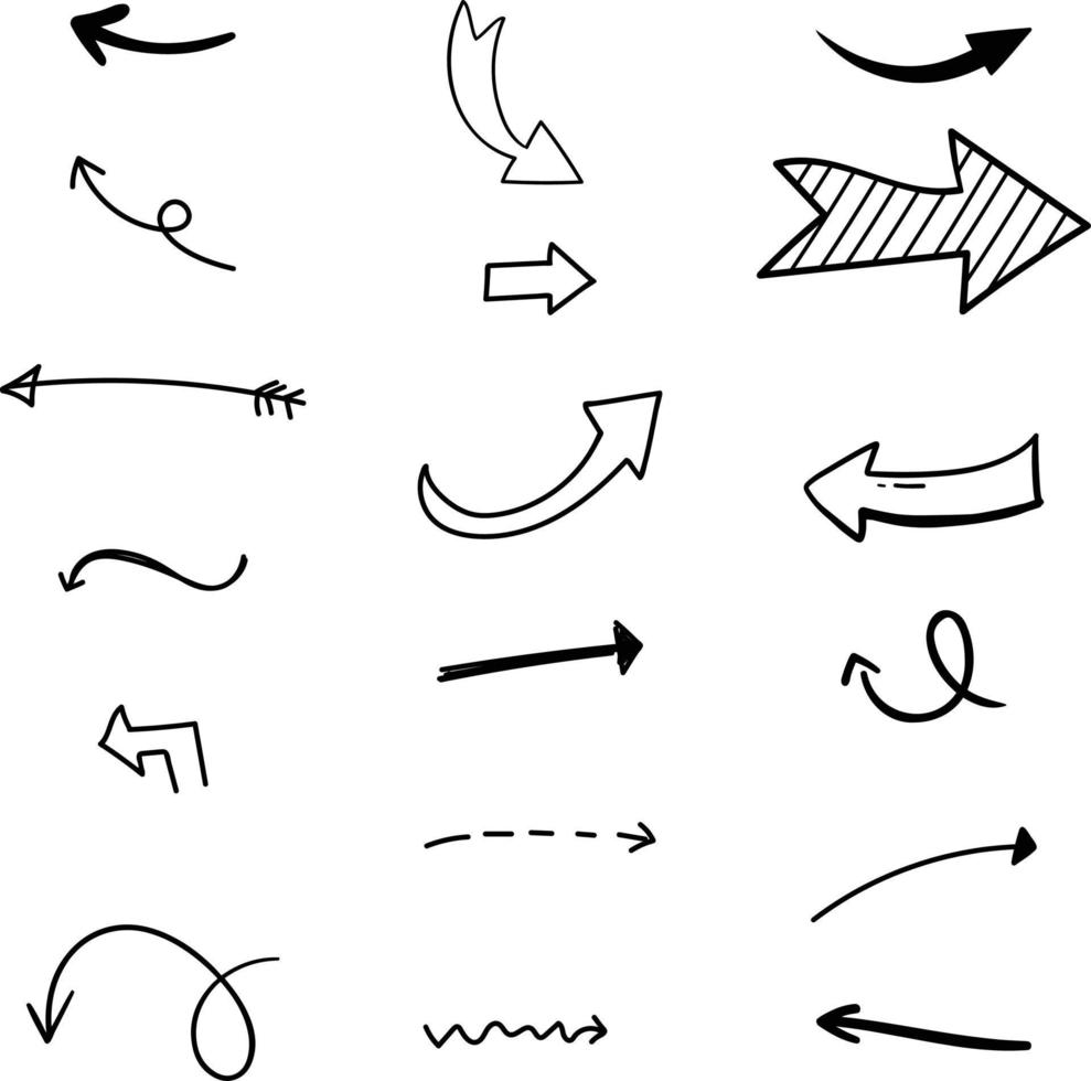 Hand drawn black arrows on white background vector