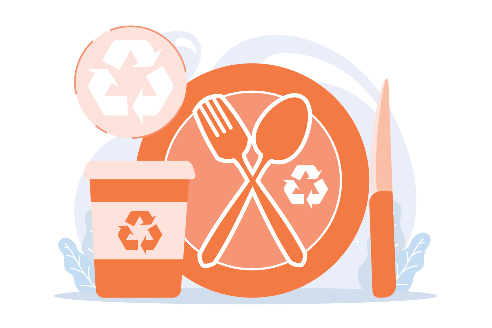 Eco friendly reusable tableware. Plastic free cutlery, ecological