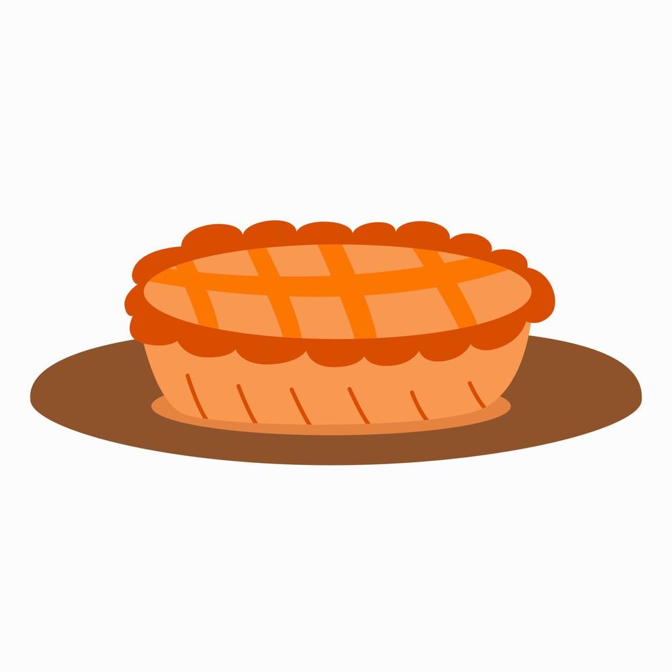 pastel de calabaza, ilustración vectorial de comida tradicional de acción de gracias en un fondo blanco vector