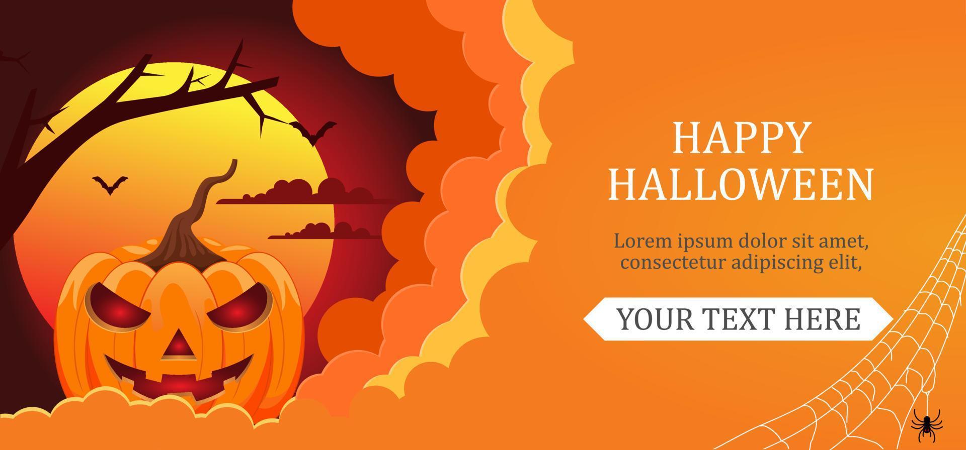 halloween card design in paper cut style vector