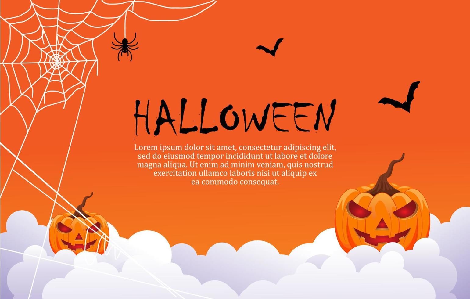 halloween background with pumpkin and spider web vector