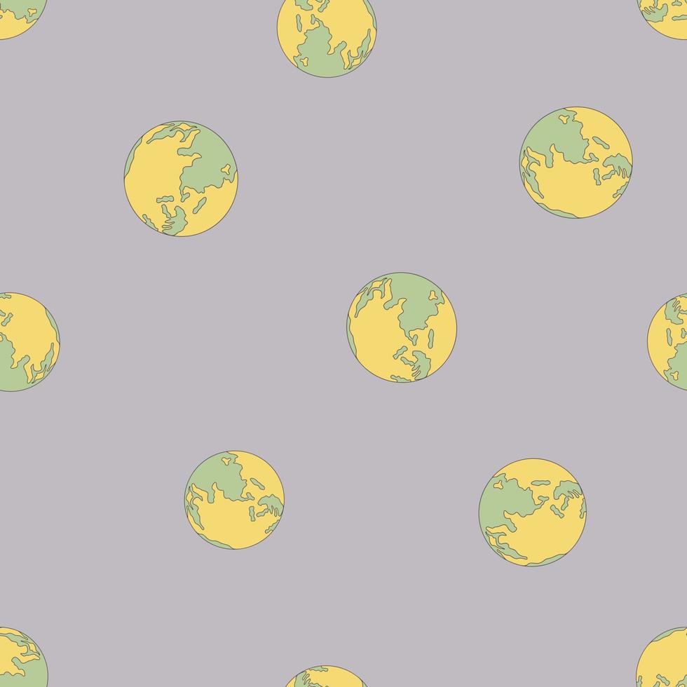 Planet earth engraved seamless pattern. Vintage sphere of world in hand drawn style. vector