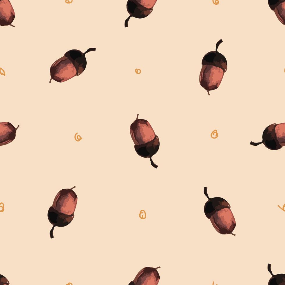 Trendy abstract seamless pattern with acorns seamless for textile design. vector