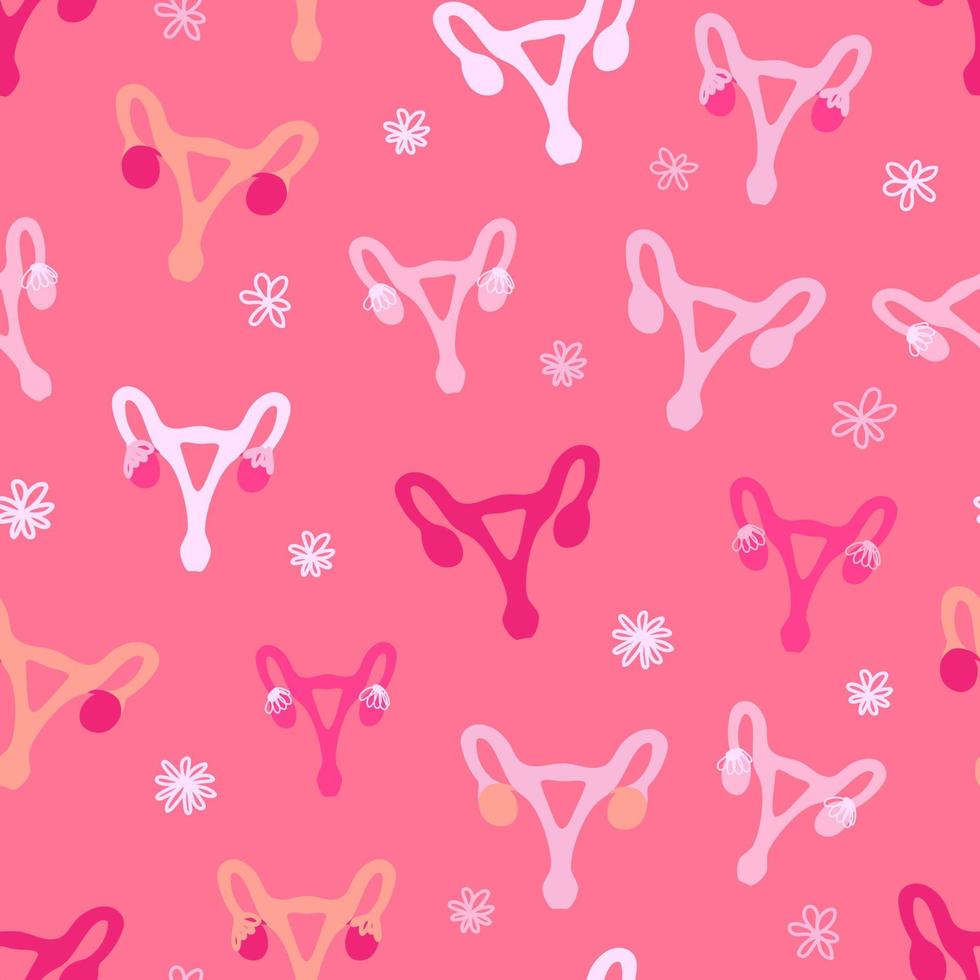 Uterus in flat style on pink background. Vector illustration design.