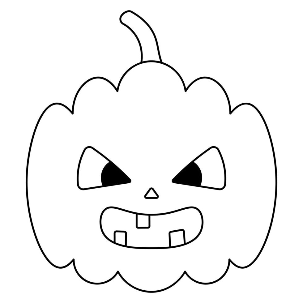 Pumpkin. Angry facial expression. Sketch. Halloween symbol. Ominous grimace. Jack-lantern. All Saints Day.Vector illustration. vector