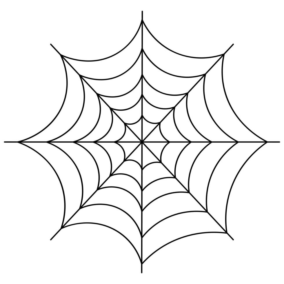 telaraña. silueta. bosquejo. una trampa adhesiva para víctimas. emboscada del cazador. símbolo de Halloween. hilo delgado intrincada ilustración network.vector. contorno sobre un fondo blanco aislado. Todos los Santos vector