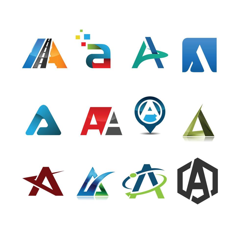 Initial letter A logo set vector