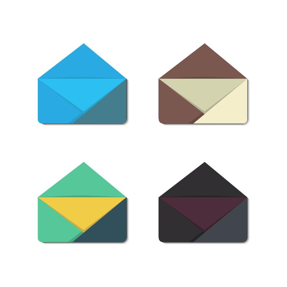 Ilustración de vector de icono de diseño plano de correo de sobre colorido