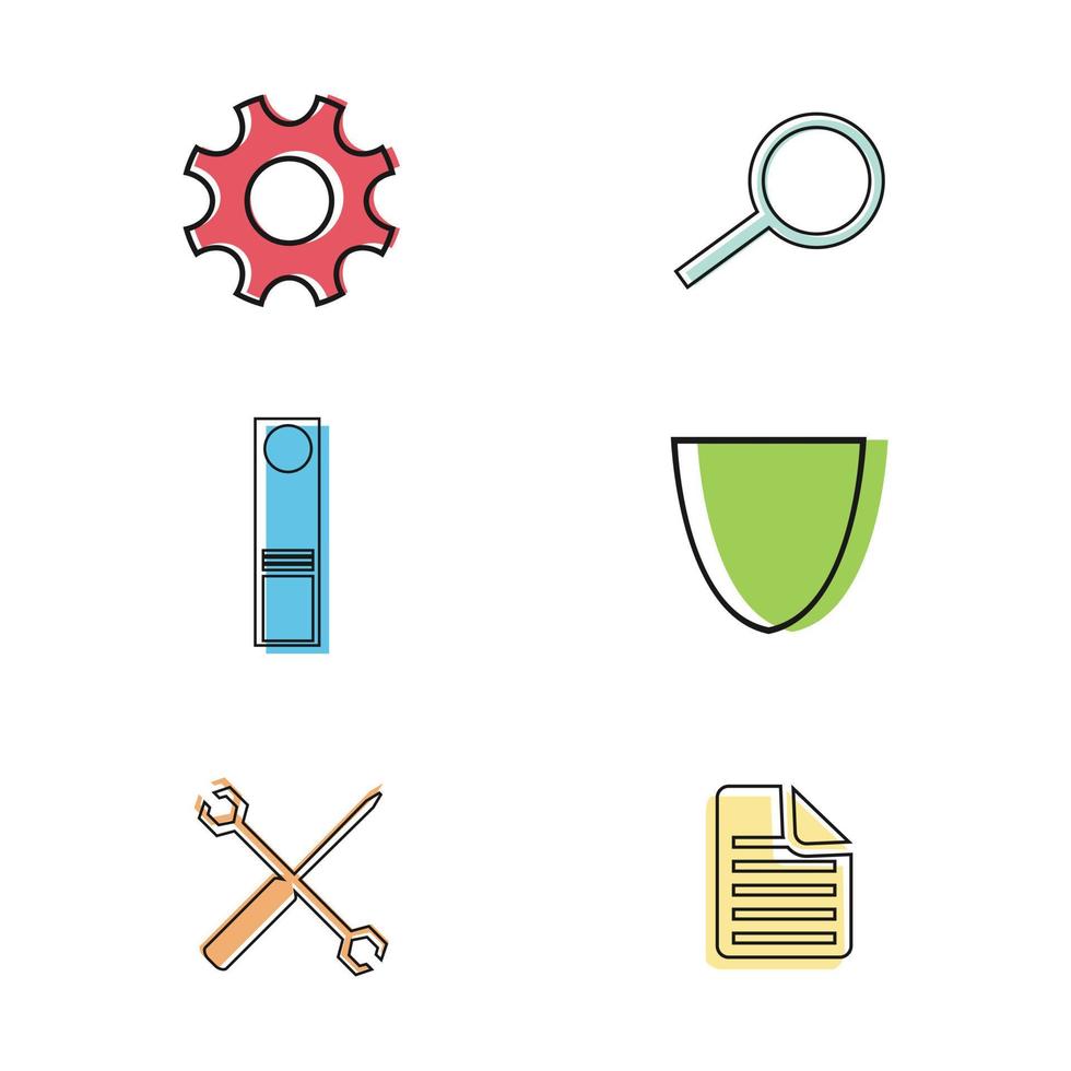 Vector illustration of flat thin line business icons.