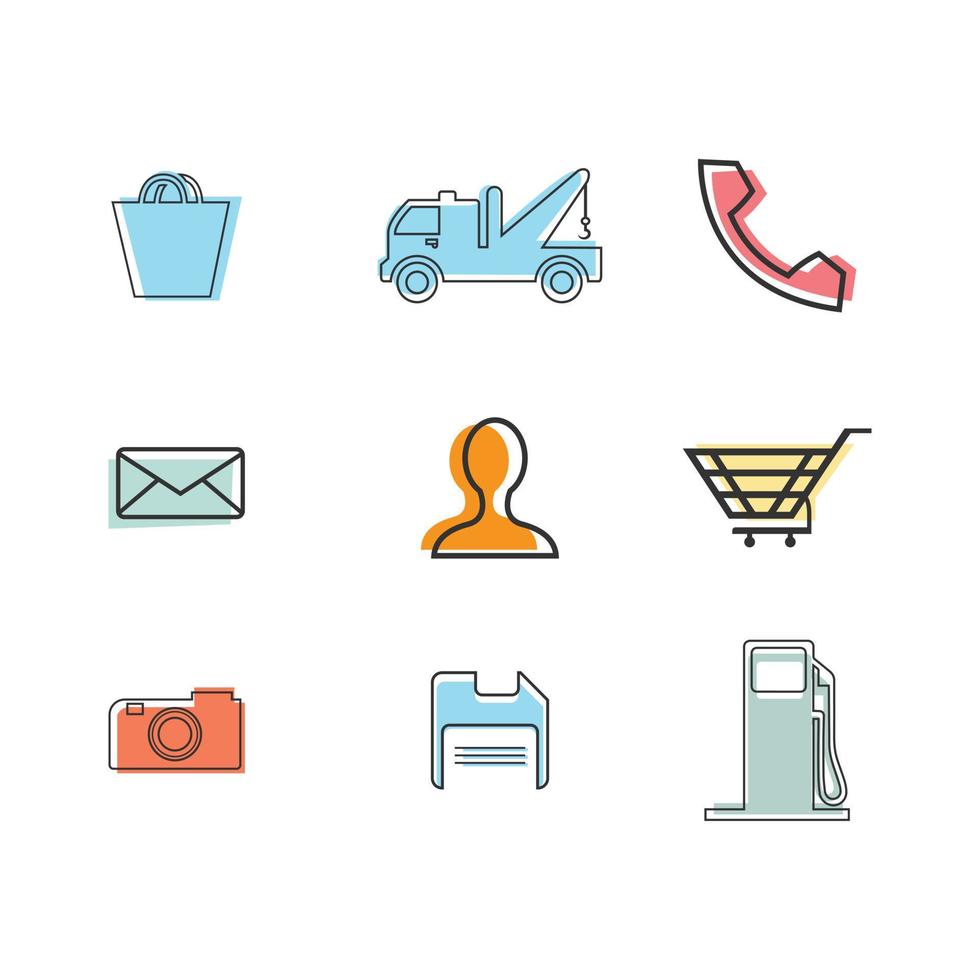 Vector illustration of flat thin line business icons.