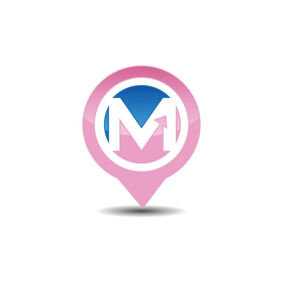 M letter GPS navigation icon logo design vector illustration