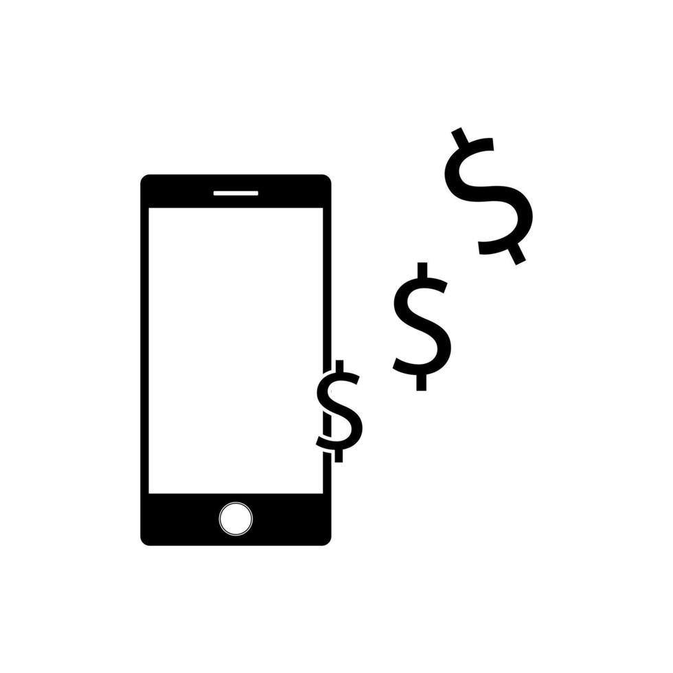 Mobile phone dollar money transfer icon vector in modern flat style