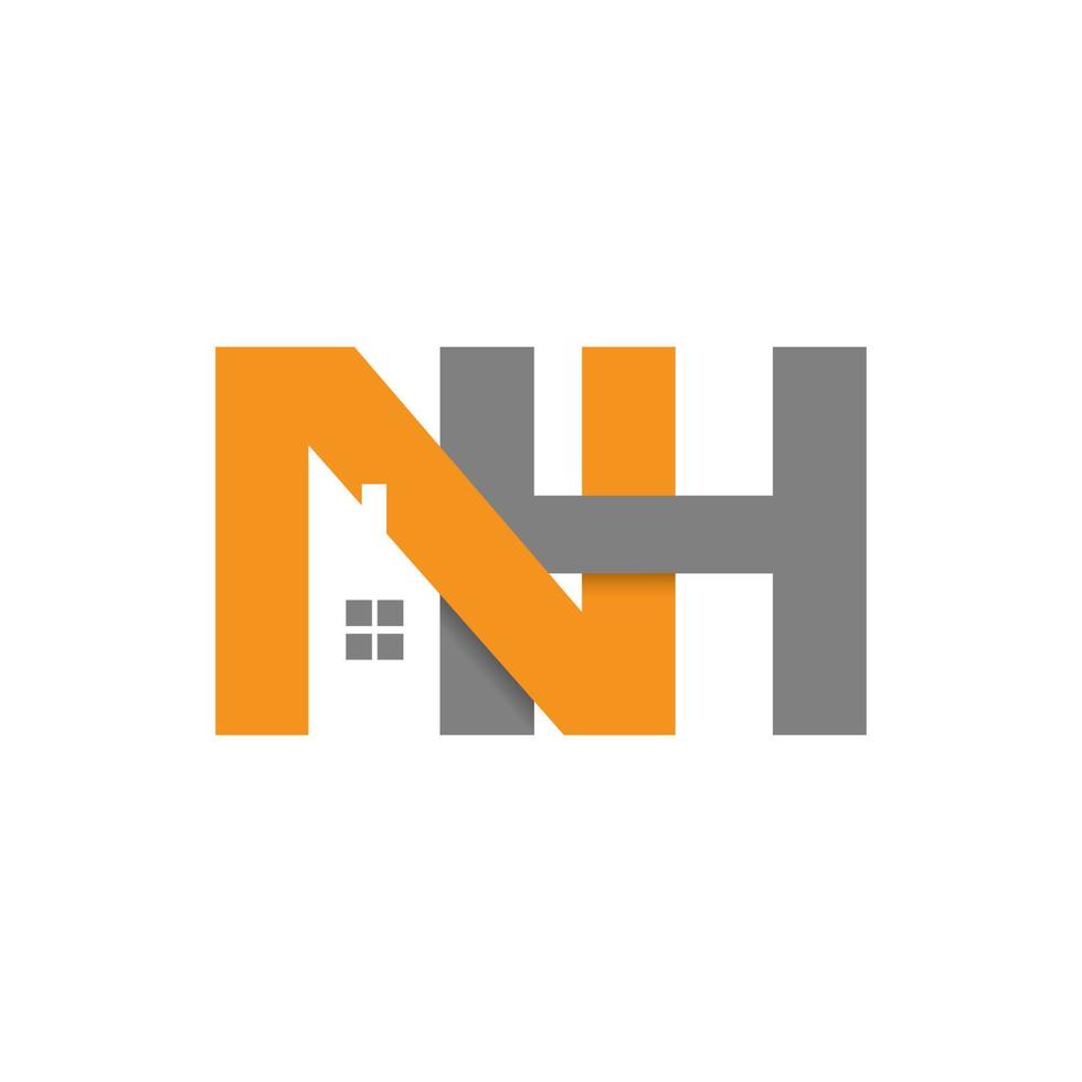 Initial of letter N and H realty logo design template vector