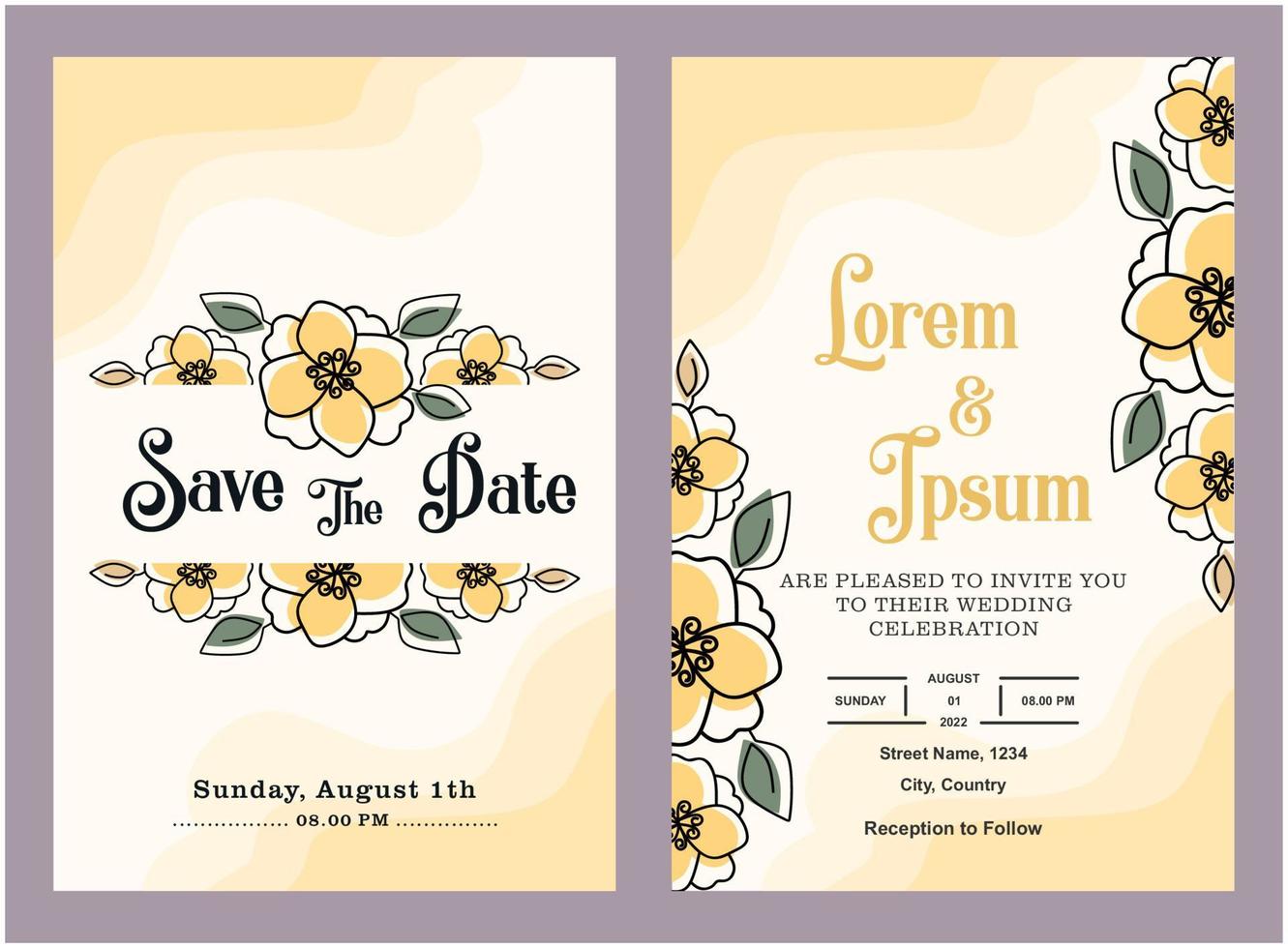 wedding invitation template to print vector