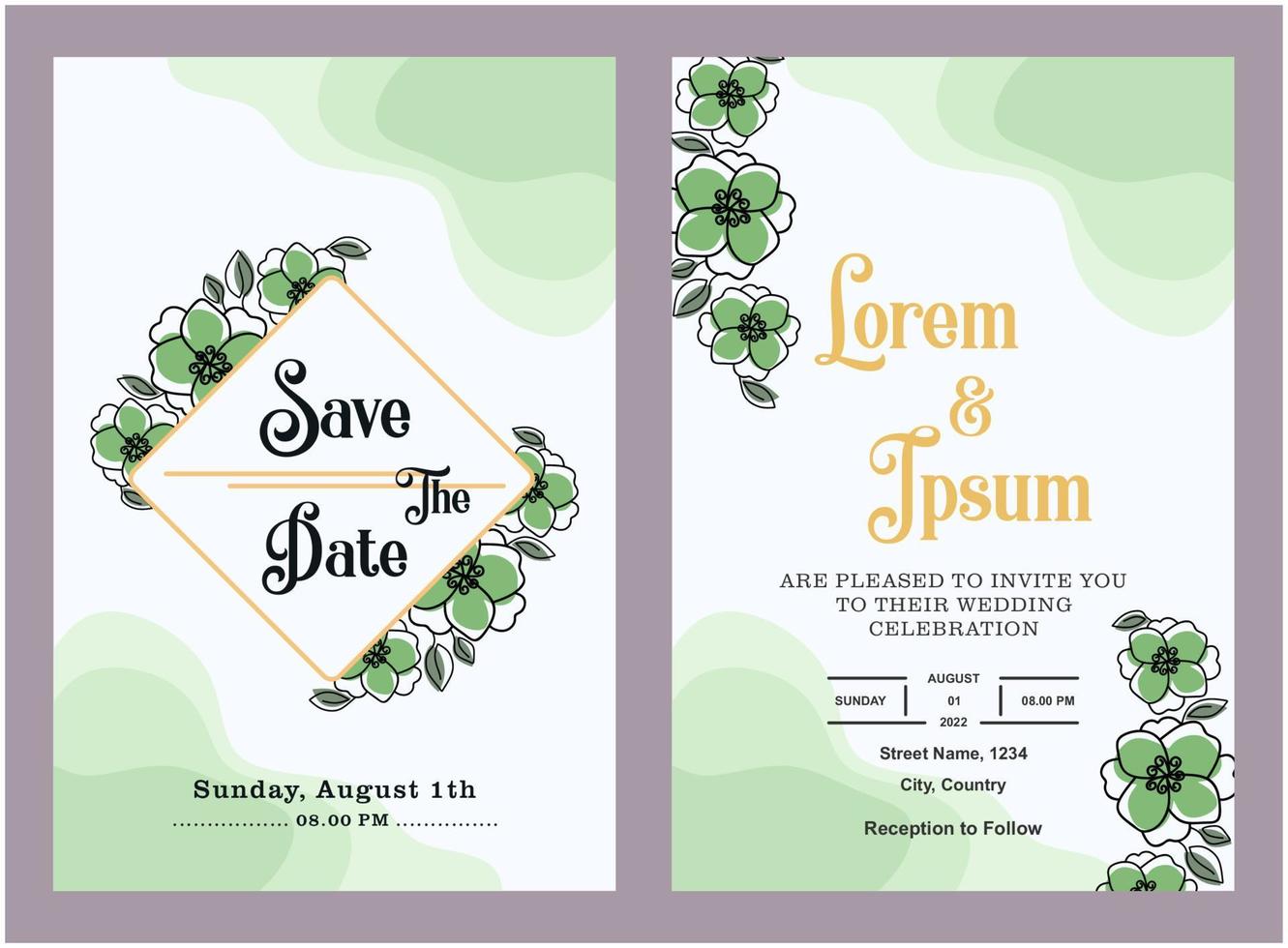 plantilla de invitación de boda para imprimir vector