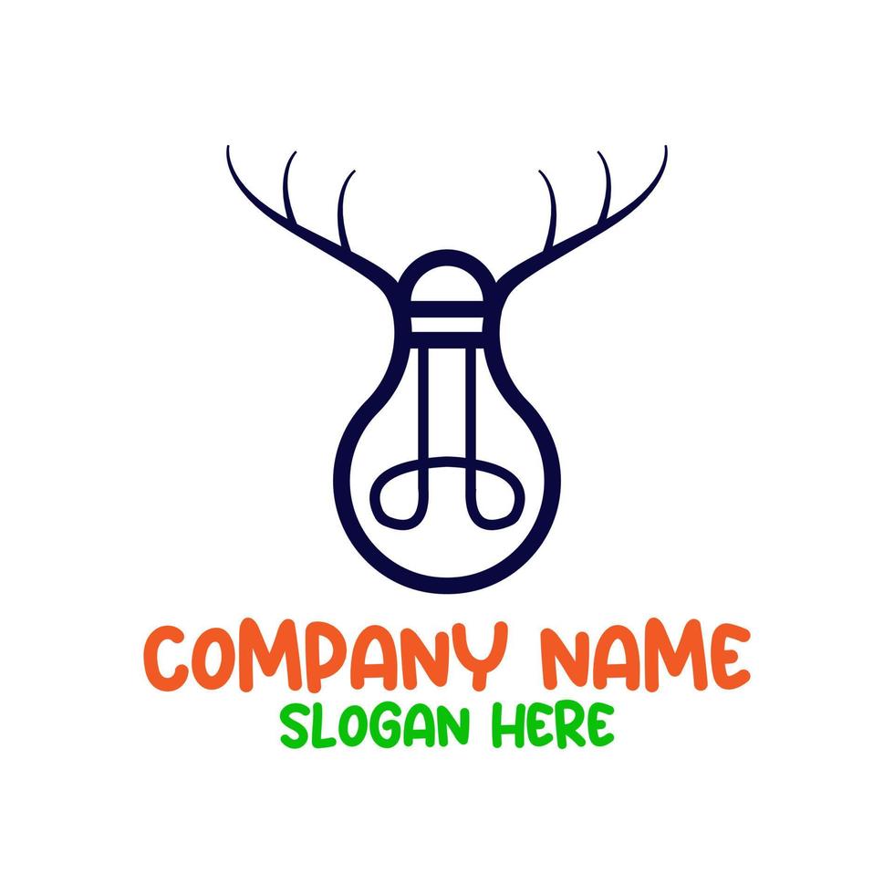 Light bulbs and deer antlers logo. Suitable for various businesses especially that provide fresh ideas and a solution to solve problems. vector