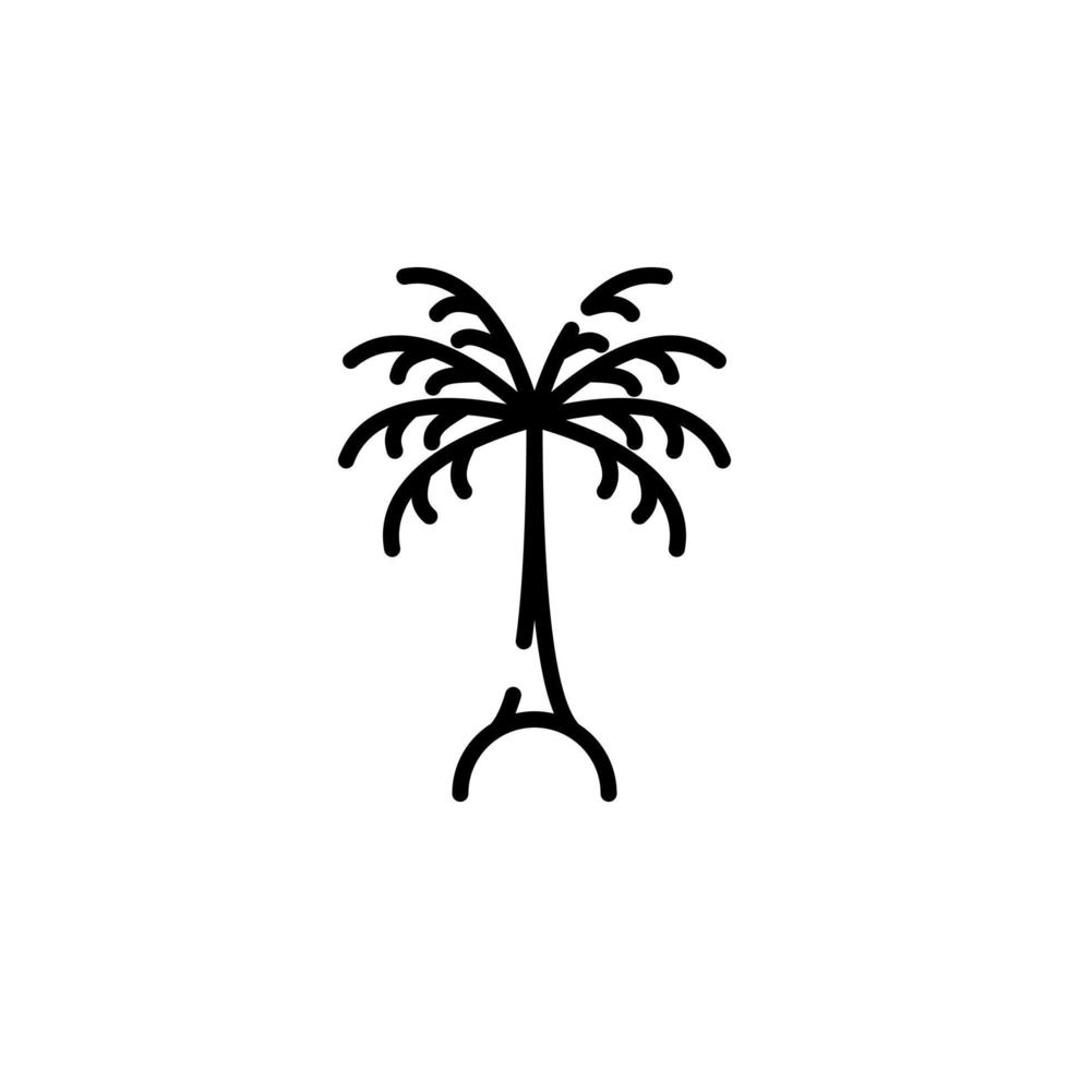 palma, coco, árbol, isla, playa línea punteada icono vector ilustración logotipo plantilla. adecuado para muchos propósitos.