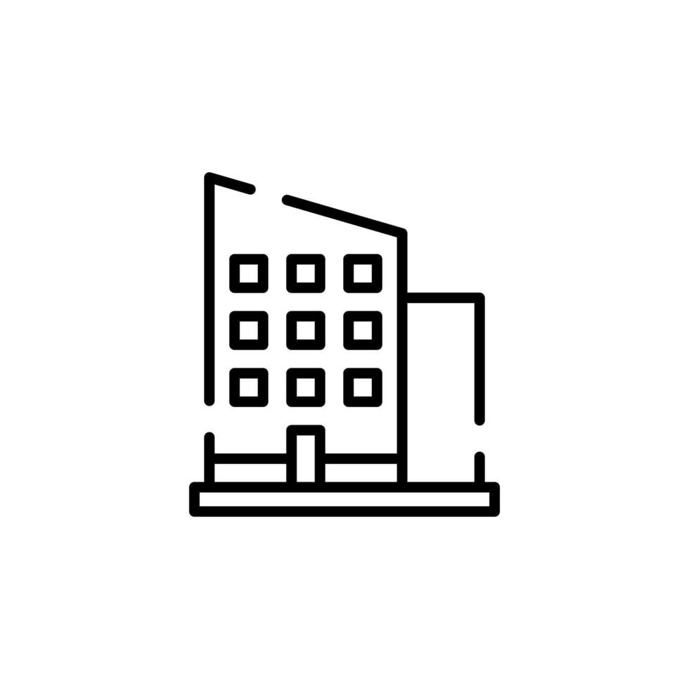 Hotel, Apartment, Townhouse, Residential Dotted Line Icon Vector Illustration Logo Template. Suitable For Many Purposes.