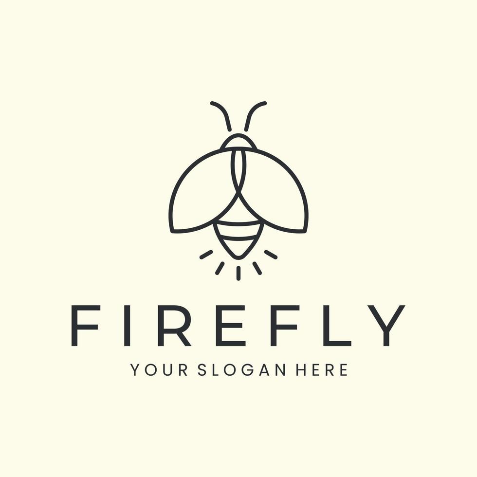 firefly con line art style logo vector ilustración diseño icono plantilla